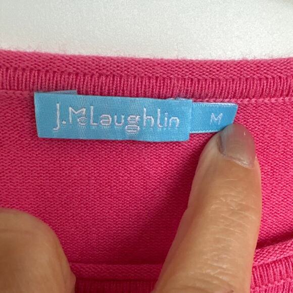 J. McLaughlin Women's Lightweight Crewneck Sweater Pink/White Striped,Size M,EUC - Picture 2 of 4